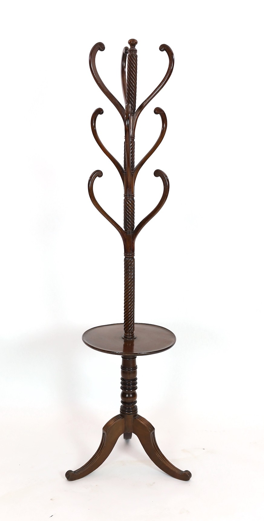 A Regency mahogany hat stand, height 196cm